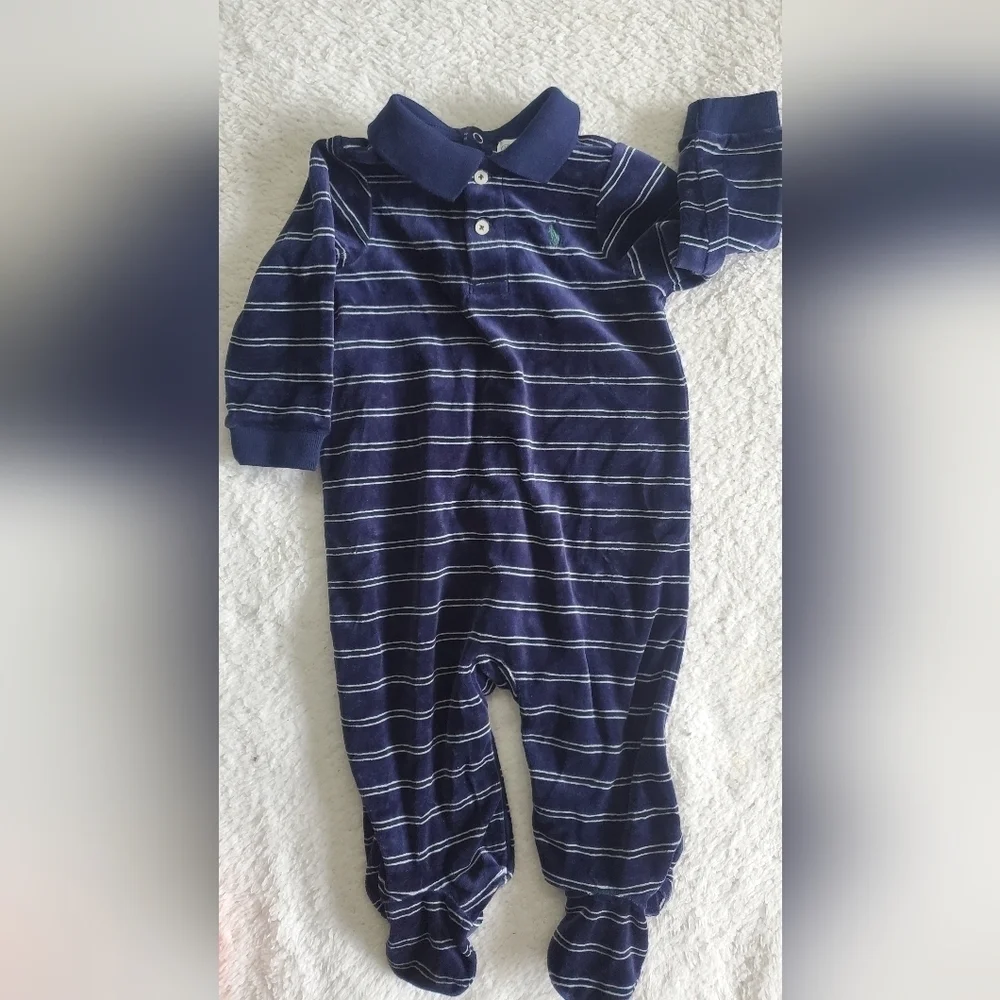 POLO by Ralph Lauren velour onesie‎ 2 pieces Size 9M